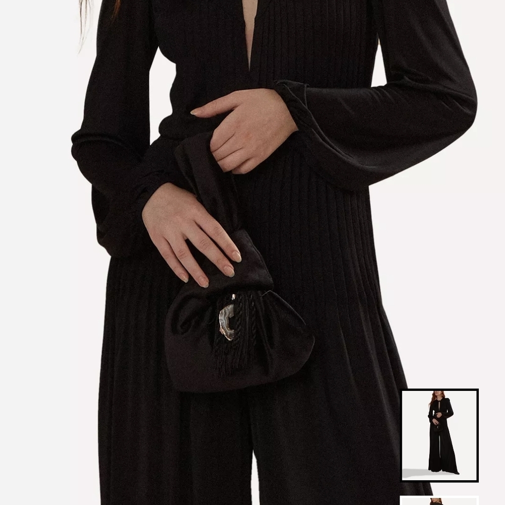 FARM Rio Black Ribbed Jumpsuit